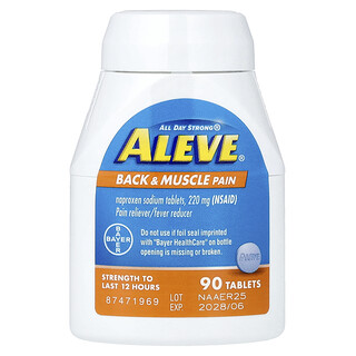 Aleve, Naproxen Sodium Tablets, Back & Muscle Pain, 220 mg, 90 Tablets