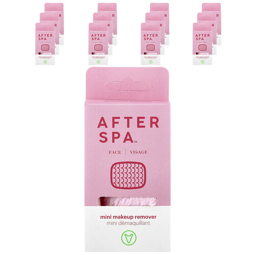 AfterSpa, Mini Makeup Remover, Mini-Make-up-Entferner, Pink, 12 Tücher