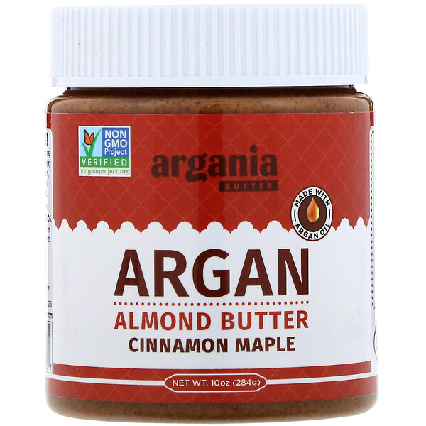 Argania Butter, Миндальная паста с аргановым маслом, корица и кленовый сироп, 284 г