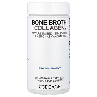 Codeage, Bone Broth Collagen, Knochenbrühekollagen, 180 pflanzliche Kapseln