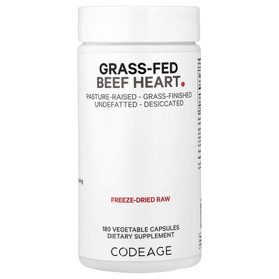 Codeage, Grass-Fed , Beef Heart, Pasture Raised, 180 Capsules