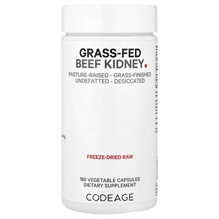 Codeage, Grass-Fed Beef Kidney, 180 Veg Capsules (500 mg Per capsule)