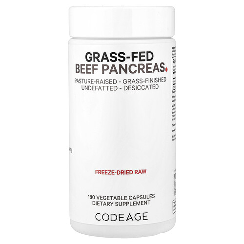 Codeage, Rinder-Bauchspeicheldrüse (aus Weidehaltung), 180 pflanzliche Kapseln (500 mg pro Kapsel)