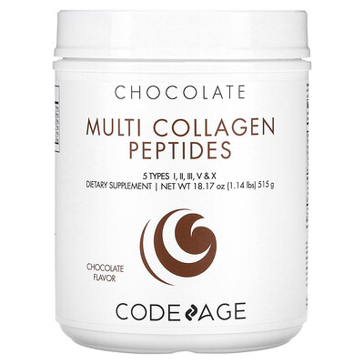 

Codeage Multi Collagen Peptides 5 Types Collagen I II III V & X Chocolate 18.17 oz (515 g)