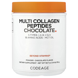 Codeage, Peptídeos de Multicolágeno em Pó, Chocolate, 515 g (18,17 oz)