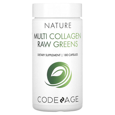 

Codeage Nature, необработанная зелень с несколькими коллагенами, 180 капсул