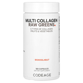 Codeage, Multi Collagen Raw Greens, 180 Capsules