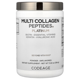 Codeage, Péptidos de colágeno múltiple en polvo, Platino, Sin sabor, 326 g (11.5 oz)