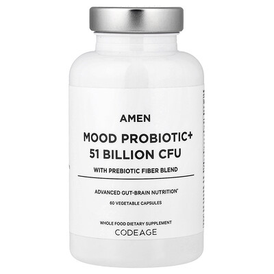 Product Image for Codeage, Amen, Mood Probiotic+ With Prebiotic Fiber Blend, 60 Vegetable Capsules