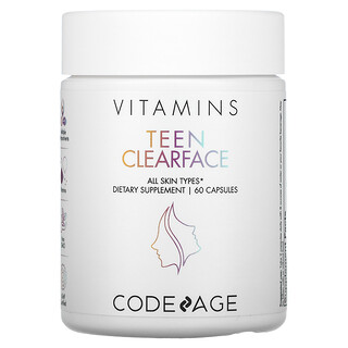 CodeAge, Teen Clearface Vitamins, All Skin Types, 60 Capsules 