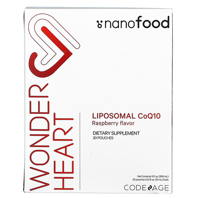 

Codeage Nanofood, Wonder Heart, липосомальный коэнзим Q10, малина, 30 пакетиков по 10 мл (0,3 жидк. Унции)