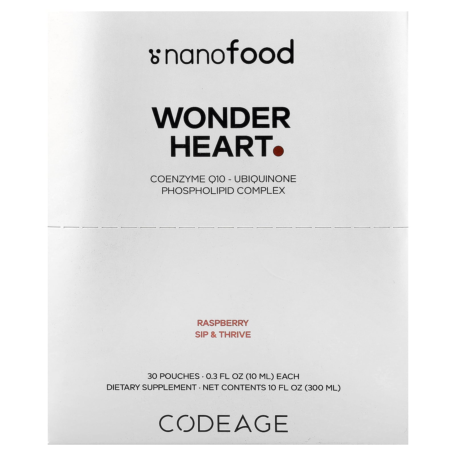 Nanofood, Wonder Heart, Raspberry, 30 Pouches, 0.3 fl oz (10 ml) Each