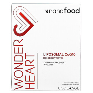 CodeAge, Wonder Heart（ワンダーハート）、リポソームCoQ10、ラズベリー味、パウチ30袋、各10ml（0.3液量オンス）