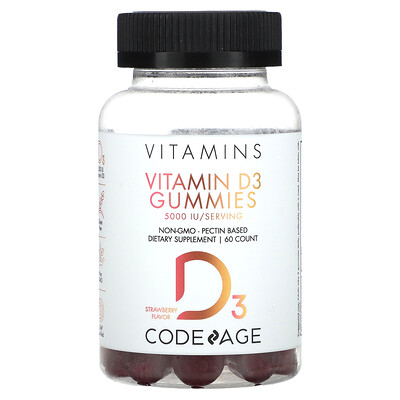 

Codeage Жевательные мармеладки с витамином D3, клубника, 60 жевательных таблеток