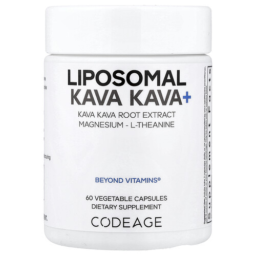 Codeage Liposomal Kava Kava+ Supplement - 500 mg 30% Kavalactones with Magnesium Glycinate - Magnesium Oxide - L-Theanine, 60 Capsules