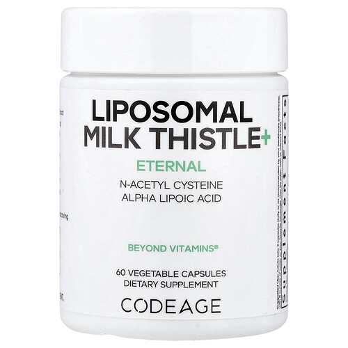 Codeage, Eternal, liposominės pieninės erškėčio kapsulės+, 60 augalinių kapsulių