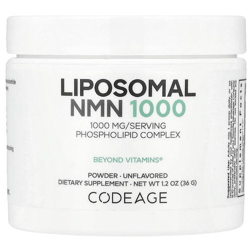 Codeage Liposomal Nmn 1000mg Powder, Nicotinamide Mononucleotide, Nad Plus Precursor, Unflavored, 1.2 Ounce