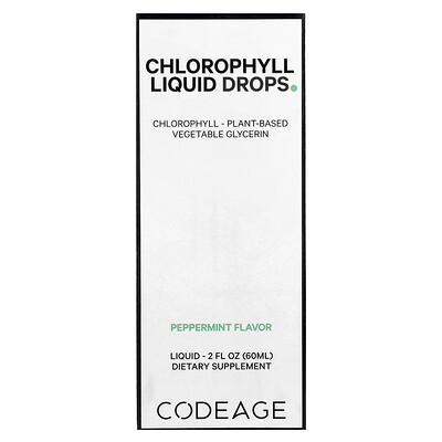 Codeage Green Chlorophyll Liquid Drops, Peppermint, 2 Fl Oz (60 Ml)