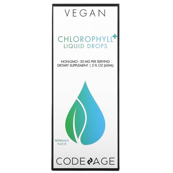 Vegan Chlorophyll+ Liquid Drops, Peppermint, 50 mg, 2 fl oz (60 ml)