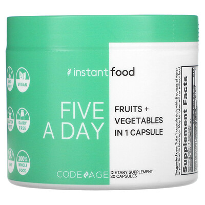 

Codeage Five A Day, фрукты и овощи в 1 капсуле, 30 капсул