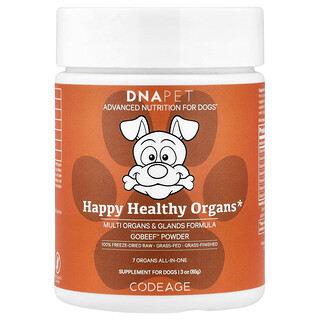 Codeage, DNA PET, Happy Healthy Organs, Fórmula para múltiples órganos y glándulas de perros saludables y felices, 85 g (3 oz)