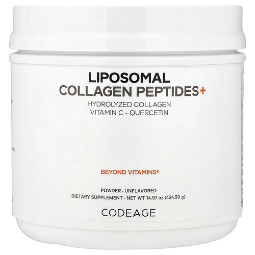Codeage, Liposomal Collagen Peptides+ Powder, Pulver aus liposomalen Kollagenpeptiden+, geschmacksneutral, 424.5 g (14.97 oz.)