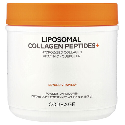 Codeage, Péptidos de colágeno liposomal+ en polvo, Sin sabor, 424,5 g (14,97 oz)