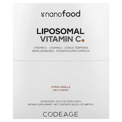 Codeage Nanofood, Liposomal Vitamin C, Citrus Vanilla, 32 Pouches, 0.5 fl oz (15 ml) Each