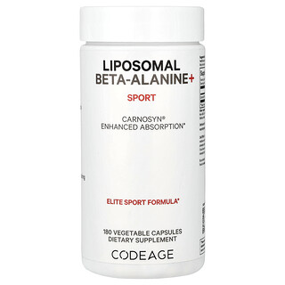 Codeage, Liposomal Beta-Alanine+, Sport, CarnoSyn®, Enhanced Absorption, 180 Vegetable Capsules (533 mg per Capsule)
