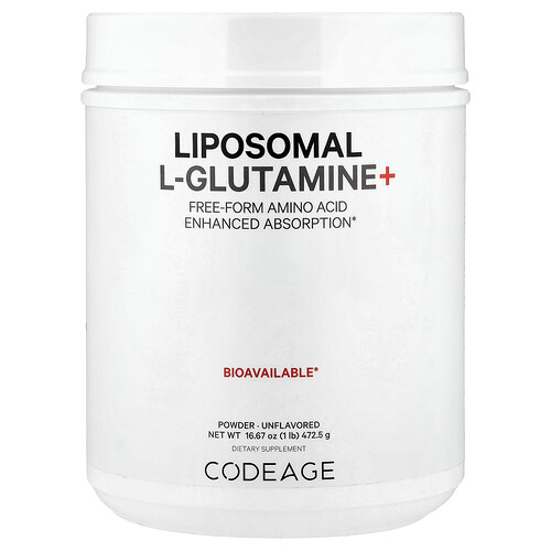 Codeage, Liposomal L-Glutamine+ Powder, liposomales L-Glutamin+-Pulver, geschmacksneutral, 472,5 g (16,67 oz.)