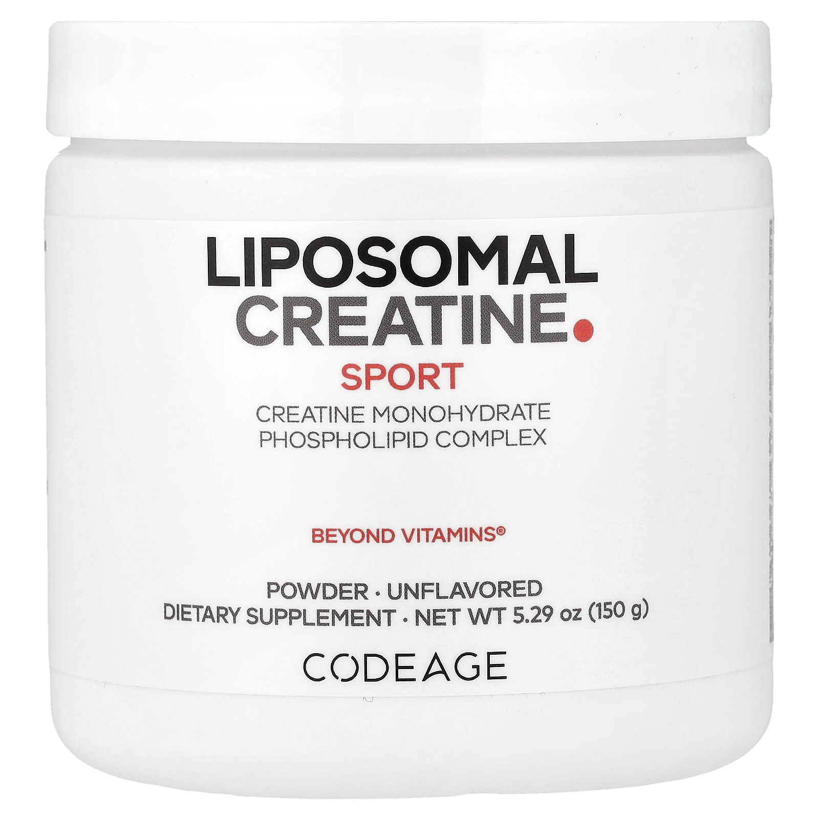 Codeage (코드에이지), Sport, 리포소말 크레아틴 분말, 무맛, 150g(5.29oz)