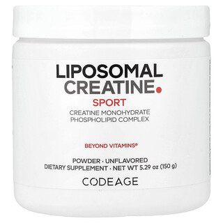 Codeage, Sport, липосомальный креатин в порошке, без добавок, 150 г (5,29 унции)