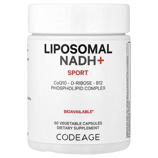 Codeage, Sport, Liposomal NADH+, липосомальный НАД, 60 растительных капсул