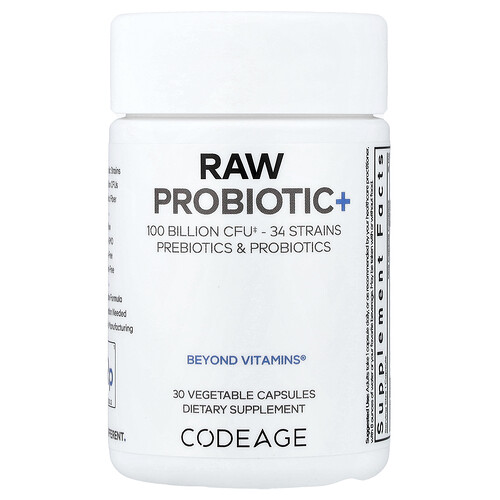 Codeage, Raw Probiotic+, rohes Probiotikum, 100 Milliarden KBE, 30 pflanzliche Kapseln