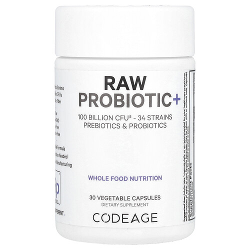 Codeage Raw Probiotic+, 100 Billion CFU, 30 Vegetable Capsules