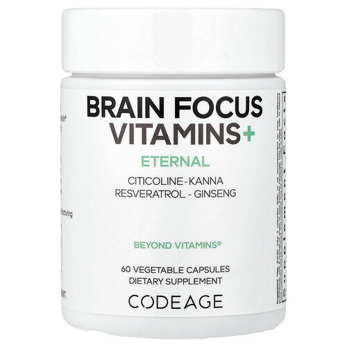Codeage Eternal, Brain Focus Vitamins+, 60 Vegetable Capsules