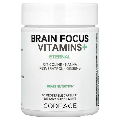 Codeage , Brain Focus Vitamins+, 60 Vegetable Capsules
