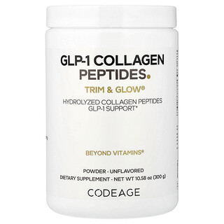 Codeage, Peptydy kolagenowe GLP-1, Trim & Glow®, bezsmakowe, 300 g