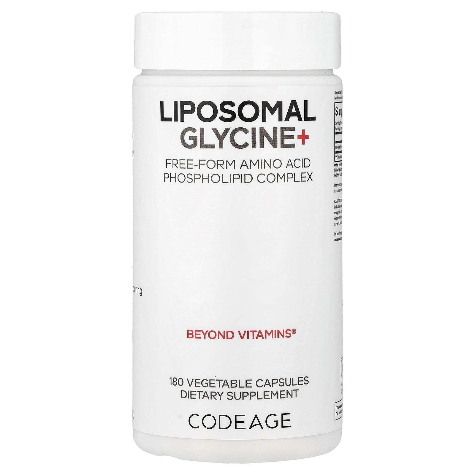 Liposomal Glycine+, 180 Vegetable Capsules (500 mg per Capsule)
