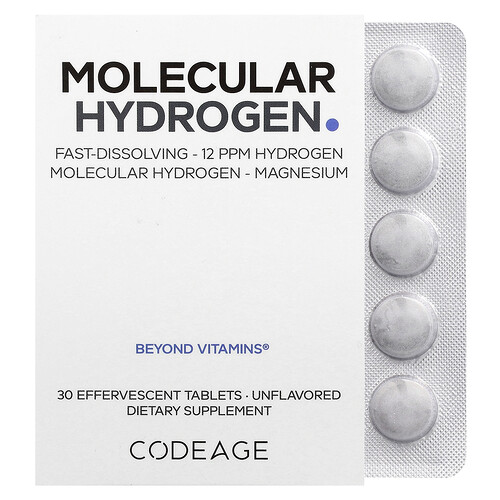 Codeage Molecular Hydrogen, Unflavored, 30 Effervescent Tablets