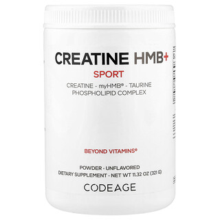 Codeage, Sport, креатин HMB+, без добавок, 321 г (11,32 унции)