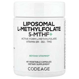 Codeage, Liposomalni L-metilfolat 5-MTHF+, 60 biljnih kapsula