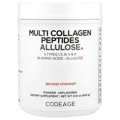 Codeage, Multi Collagen Peptides Allulose, Unflavored, 21.16 oz (600 g)