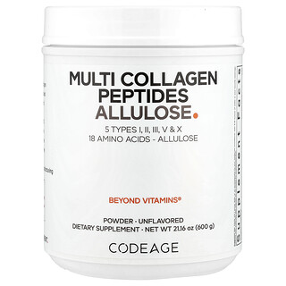Codeage, Multi Collagen Peptides Allulose, Unflavored, 21.16 oz (600 g)