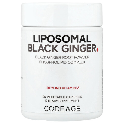 Codeage, Liposomal Black Ginger, liposomaler schwarzer Ingwer, 90 pflanzliche Kapseln (500 mg pro Kapsel)