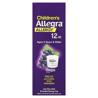 Allegra, Çocuk Alerjisi, 12 HR, 2 Yaş ve Üzeri, Üzüm, 30 mg, 8 fl oz (240 ml)