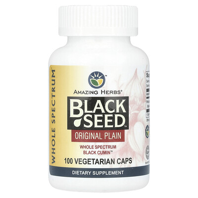 Amazing Herbs, Black Seed™, Suplemento original sin sabor, 100 cápsulas vegetales (475 mg por cápsula)