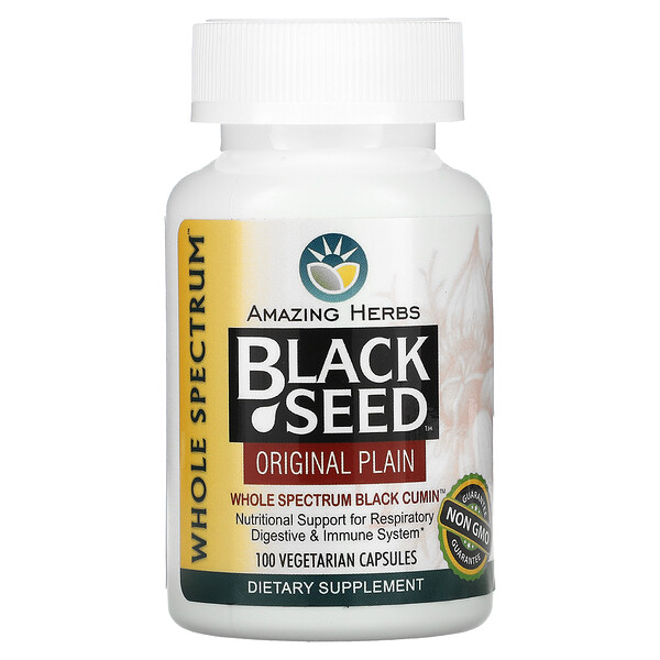Amazing Herbs‏, Black Seed, Original Plain, 100 Vegetarian Capsules