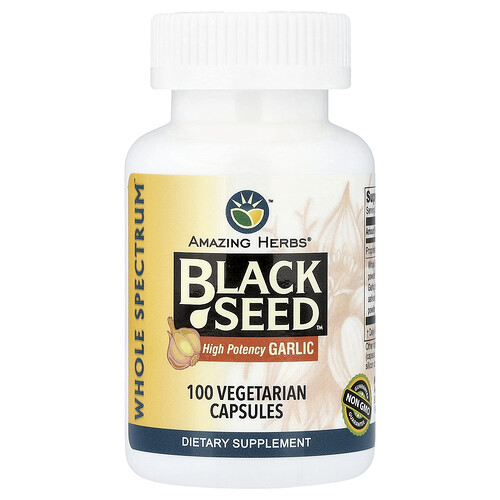 Amazing Herbs Black Seed™, High Potency Garlic, 100 Vegetarian Capsules