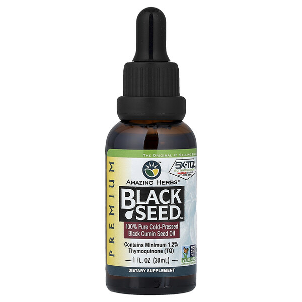 Amazing Herbs Premium Black Seed™, 100% Pure Cold-Pressed Black Cumin Seed Oil, 1 fl oz (30 ml)